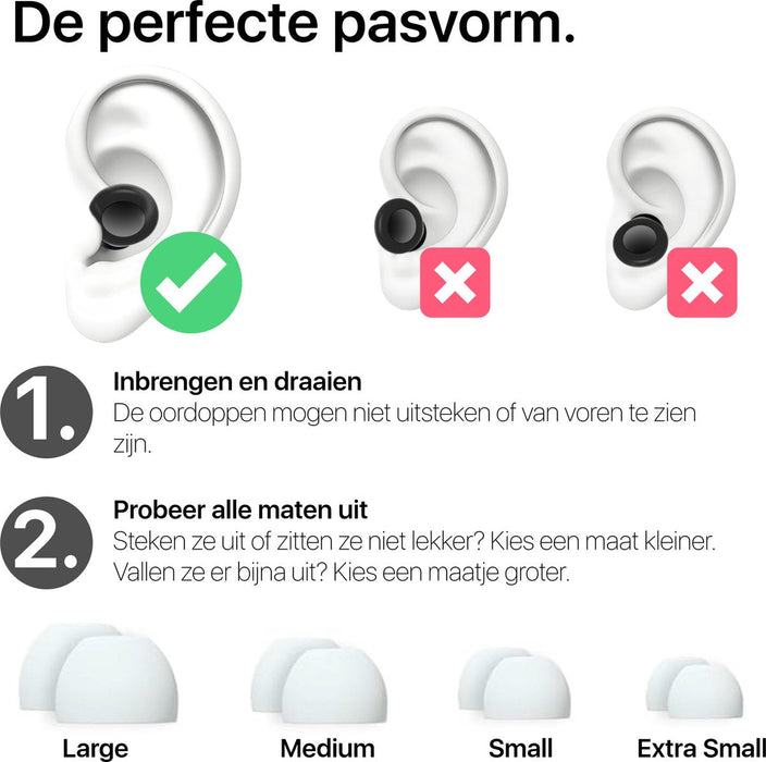 Herbruikbare Oordoppen Slapen – Anti Snurk - Comfortabel Oortjes Siliconen - Hoge Geluidsdemping 35 dB – Slaapoordoppen - Slaap Oordopjes Slapen - Tegen Snurken - Gehoorbescherming - Sleep Plugs - Wit - Oordopjes - Phreeze