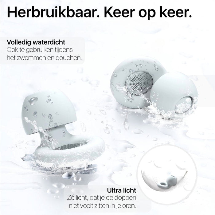 Herbruikbare Oordoppen Slapen – Anti Snurk - Comfortabel Oortjes Siliconen - Hoge Geluidsdemping 35 dB – Slaapoordoppen - Slaap Oordopjes Slapen - Tegen Snurken - Gehoorbescherming - Sleep Plugs - Wit - Oordopjes - Phreeze