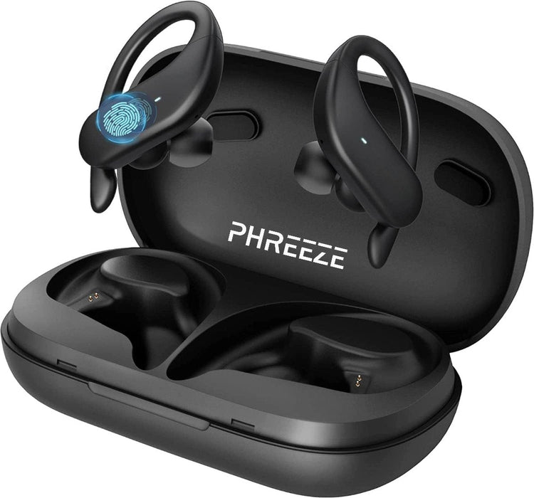 Sport Oordopjes - Bluetooth V5.3 - Haakbevestiging - Waterdicht IPX5 - Krachtige Bass - Hardloop Oordopjes - Sport Oortjes - Sportoortjes - Oordopjes Bluetooth - Hardlopen - Sport Oordopjes - Oordopjes - Phreeze