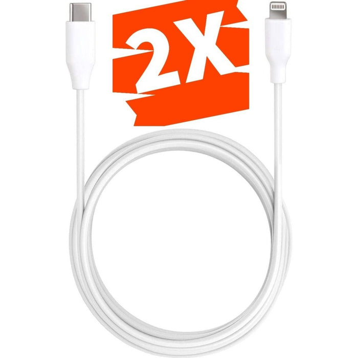 2-PACK iPhone USB-C oplader kabel - 2 Meter - Geschikt voor Apple iPhone 6,7,8,X,XS,XR,11,12,13,Mini,Pro Max- iPhone kabel USB-C - iPhone oplaadkabel - iPhone snoertje - iPhone lader - Datakabel - Lightning USB-C Kabel - Snellader - Kabels - Phreeze