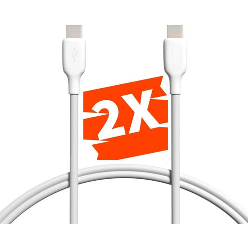 2-PACK USB-C naar USB-C Kabel 1 Meter - USB-C naar USB C - High-Speed 65W - Opladerkabel - Oplaadkabel - Oplaadsnoer - USB-C Snoer - Samsung Kabel - Snoertje - Lader - Oplader USBC Kabel - Wit - Snellader - Kabels - Phreeze