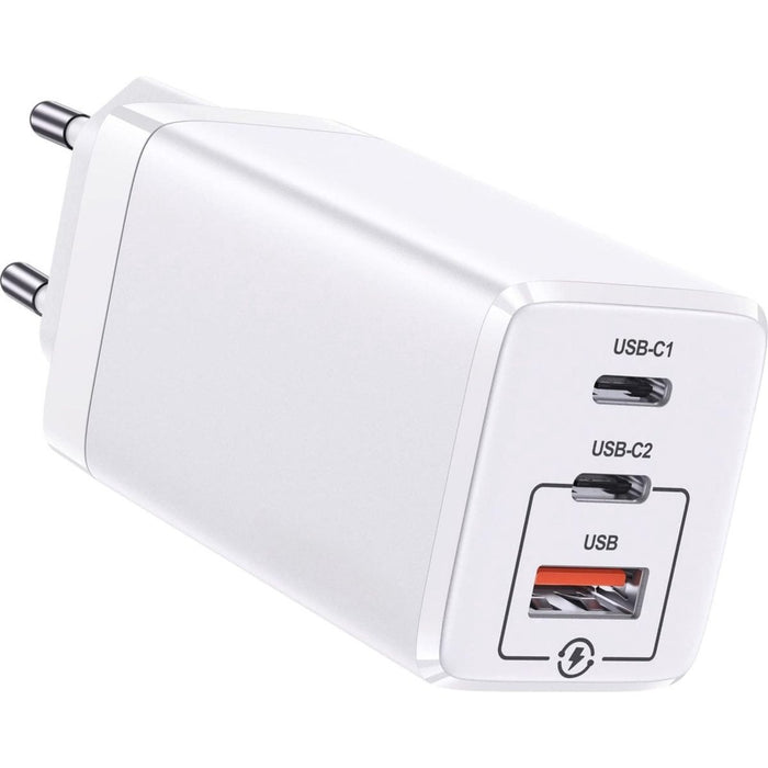 3-in-1 USB-C Snellader - 65W Oplader - GaN Snelle Lader - USB C Adapter - 3 Poorten - Geschikt voor Apple iPhone 12/13/14, iPad 2022, iPad Air, MacBook Air, MacBook Pro - Opladers - Phreeze
