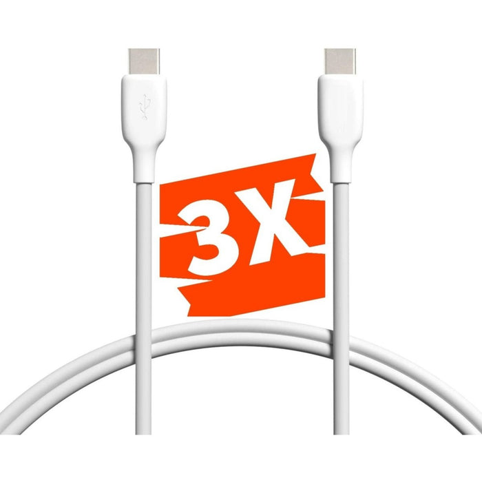 3-PACK USB-C naar USB-C Kabel 2 Meter - USB-C naar USB C - High-Speed 65W - Opladerkabel - Oplaadkabel - Oplaadsnoer - USB-C Snoer - Samsung Kabel - Snoertje - MacBook Air Lader - Oplader USBC Kabel - Wit - Snellader - Kabels - Phreeze