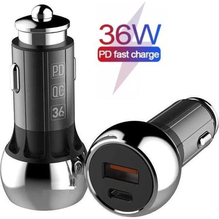 36W Auto Oplader | 36W USB C Super Fast Car Charger | Total PD PPS Samsung Galaxy Note 10 Plus/Note 20 Ultra/S20 Ultra 5G/S21/A70/A71/Z fold 2 5g/M31s/Tab S7 Plus,45W + 18W QC3.0 Dual Ports - Opladers - Phreeze