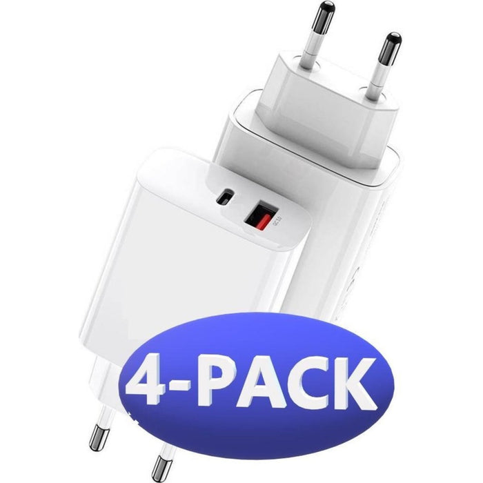 4x Dual adapter USB-A & USB-C aansluiting - Geschikt voor Samsung & Apple iPhone (7, 8, X, XR, XS, 11, 12) - Opladers - Phreeze