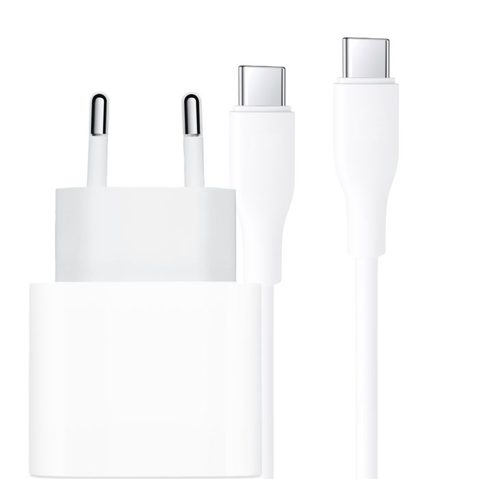 3A Snellader USB-C 20W oplader + USB-C naar USB-C kabel - Power Delivery oplader - Voor Samsung / Sony / Huawei / Motorola / Oppo / OnePlus / HTC / Xiaomi / Alcatel