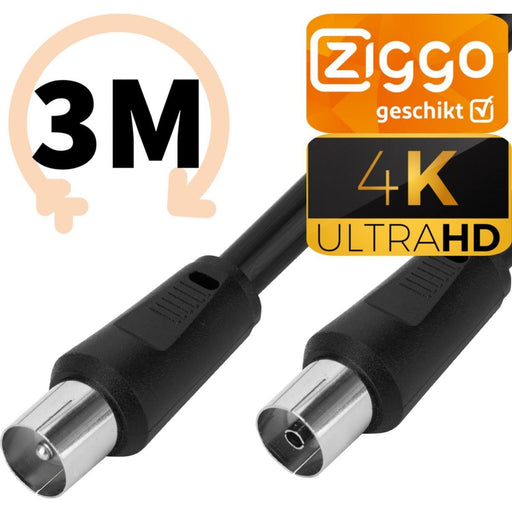 Coax Kabel Ziggo - 4k Ultra HD Coaxkabel - 3 Meter - 4G Proof Antennekabel - TV Kabel - TV Kabel Coax -Alternatief Hirschmann 4G Coax Antennekabel - IEC Male to Female - Audio & Video - Phreeze