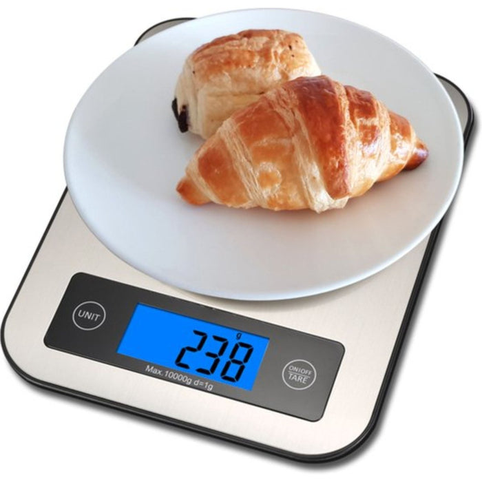 Digitale Precisie Keukenweegschaal - Weegvermogen tot 10 KG - Incl. batterijen - Grijs - RVS - Roestvrij Staal - Gadgets - Phreeze