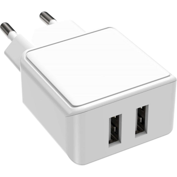 Gecertificeerde Dubbele USB Stekker met 2 USB Poorten - 12W Snellader - Thuislader Dual USB Poort Quick Charge - Voor iPad, iPhone, Galaxy Tab, GSM, Smartphone - Stekker - USB Adapter - Duo USB Oplader - Opladers - Phreeze