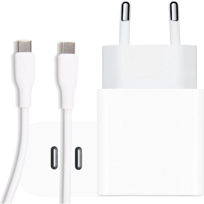 Gecertificeerde Snellader met 2 USB-C Poorten + Samsung Opladerkabel - 2 Meter - GaN Technologie - Geschikt voor Samsung Oplaadstekker - 20W, 25W, 30W, 35W Dynamische Allocatie - Voor Macbook, Tablet, Google, HTC, Sony, Pixel, Samsung Galaxy, Android - Opladers - Phreeze
