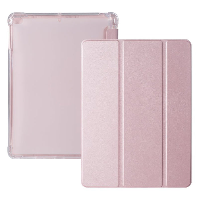 iPad Hoes 2017 / 2018 / Air / Air 2 - Clear Back Folio Cover met Apple Pencil Opbergvak - Magnetische iPad Case - Roze Goud - Schokbestendige iPad Hoesje - Geschikt voor Apple iPad 5e / 6e en iPad Air 1e / 2e generaties