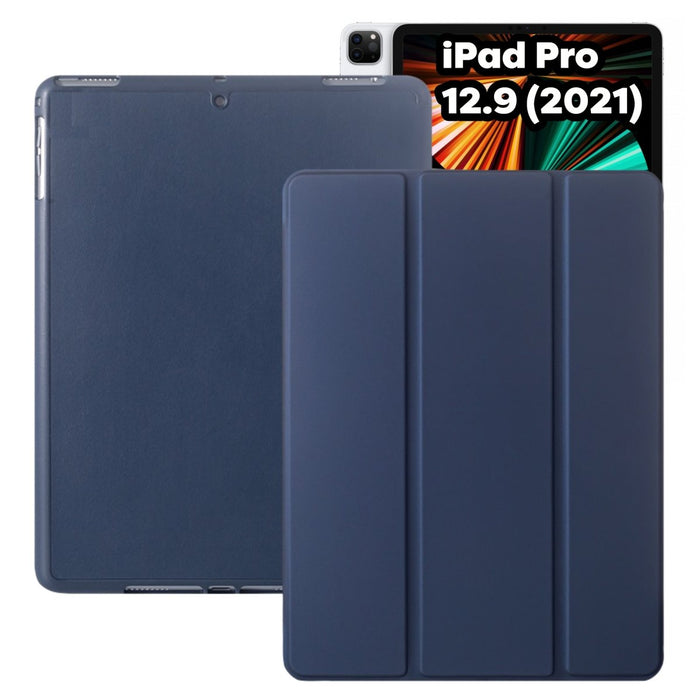 iPad Pro 12.9 Hoes - iPad Pro 12.9 Hoesje 2021 met Apple Pencil Vakje - Smart Folio Case - Donker Blauw - Case geschikt voor Apple iPad Pro 12.9 3e generatie