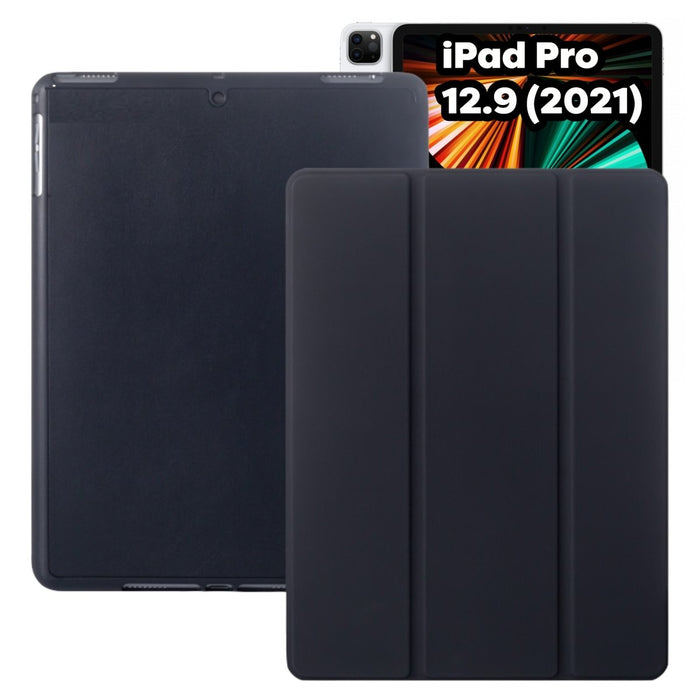 iPad Pro 12.9 Hoes - iPad Pro 12.9 Hoesje 2021 met Apple Pencil Vakje - Smart Folio Case - Zwart - Case geschikt voor Apple iPad Pro 12.9 3e generatie