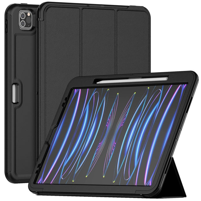 iPad Pro 12.9 Hoes - iPad Pro Hoesje - Afneembare Smart Folio Case - Extreme Bescherming - Heavy Duty - Standaard - Apple Pencil vakje - Armor Case - Zwart - Geschikt voor de Apple iPad Pro 12.9 inch 2018/2020/2021/2022/2023 - Tablet Hoezen - Phreeze