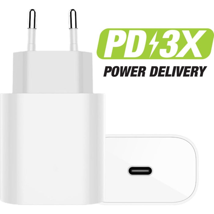 iPhone 12 oplaadstekker 20W USB-C Power oplader - Wit - Geschikt voor Apple iPhone 12 - Apple iPad - USB-C Apple Lightning |Snellader iPhone 12 / 11 / X / iPad / 12 Pro Max / iPhone 12 Pro | iPhone 12 Lader | USB-C Lader | iPhone 12