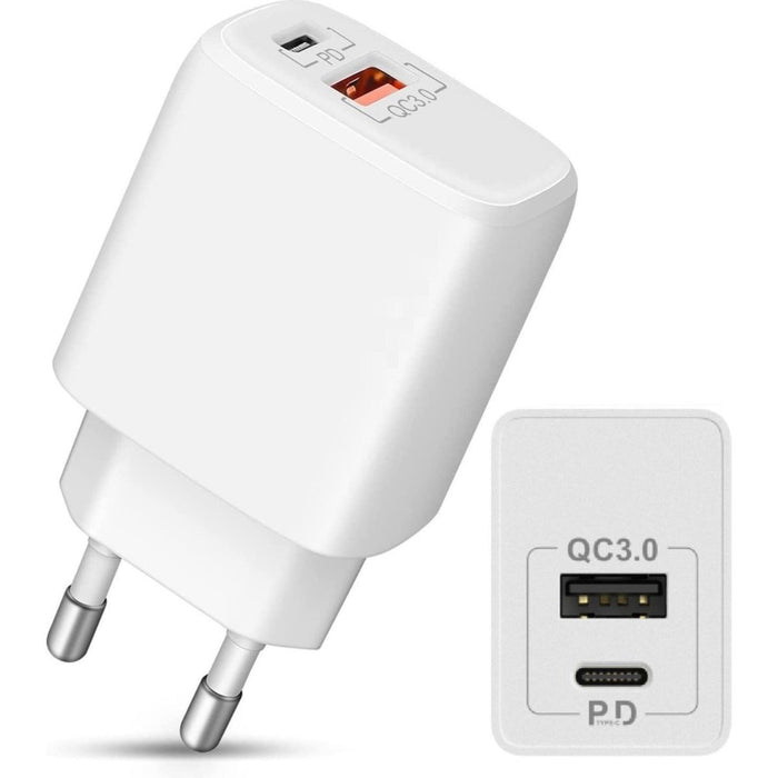 iPhone 12 Snellader 20W USB C Thuis Lader met Dual Port PD Power Delivery Fast Charge Adapter Oplader voor iPhone 13/12/11 /Pro Max, XS/XR/X, iPad Pro, AirPods Pro, Samsung Galaxy en meer