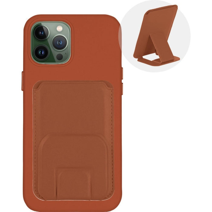iPhone 13 Pro Hoesje + Kaarthouder - Magnetisch en Standaard - iPhone 13 Pro Hoesje Pasjeshouder met Houder - iPhone 13 Pro Cover Magnetisch - Vegan Leer - Microvezel