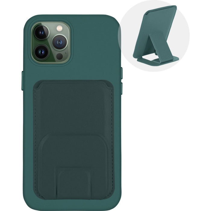 iPhone 13 Pro Max Hoesje + Kaarthouder - Magnetisch en Standaard - iPhone 13 Pro Max Hoesje Pasjeshouder met Houder - iPhone 13 Pro Max Cover Magnetisch - Vegan Leer - Microvezel