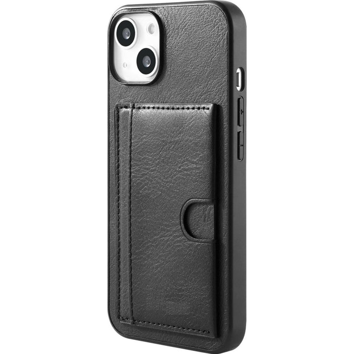 iPhone 14 Plus Hoesje Back Cover met Kaarthouder en Standaard - Leer - Pasjeshouder - iPhone 14 Plus Case Leer - Zwart