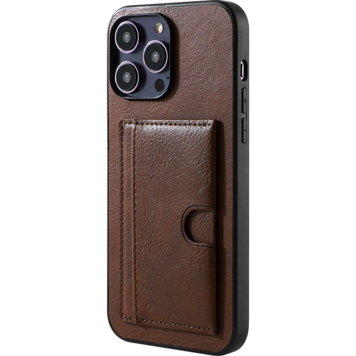 iPhone 14 Pro Hoesje Back Cover met Kaarthouder en Standaard - Leer - Pasjeshouder - iPhone 14 Pro Case Leer - Bruin