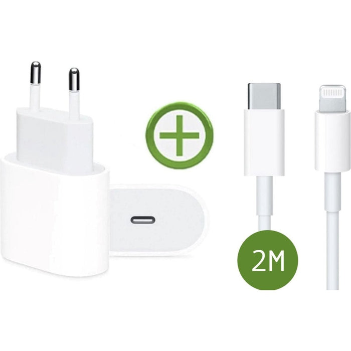 iPhone 14/13 USB-C Adapter + iPhone Oplader Kabel 1 Meter USB-C Power Lader met iPhone Lightning - iPhone Kabel met 20W Oplaadstekker USB-C voor Apple iPhone 14 13 - USBC Snellader - Oplaadblokje - iPhone Lader - iPhone Snellader - iPad Lader Adapter
