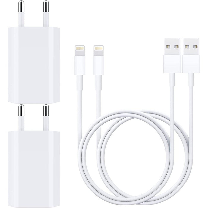 iPhone Adapter met 2 Meter Lightning USB Oplader Kabel voor Apple iPhone, Airpods en iPad - 4-PACK
