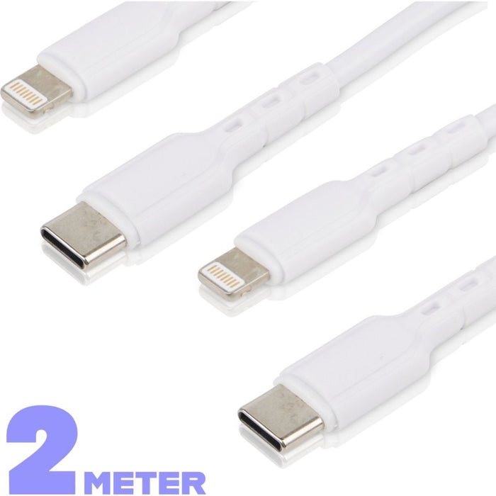 iPhone Oplaad Kabel Lightning - 2 meter - 12 / 12 PRO / 12 PRO MAX / 11/ 11 PRO (MAX) / XS / XR/ X / iPhone 8 / 8 Plus/ iPhone SE/ 6 / 5 / 5SE - premium kwaliteit - Oplaadkabel - 2 PACK
