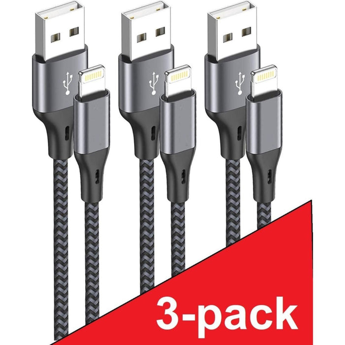 iPhone Oplaadkabels |3 Stuks| 1 Meter + 2 Meter + 3 Meter | Geschikt voor iPhone X XS XR 11 10 8 8 Plus 7 7 Plus 6 6s Plus 5s 5 SE iPad
