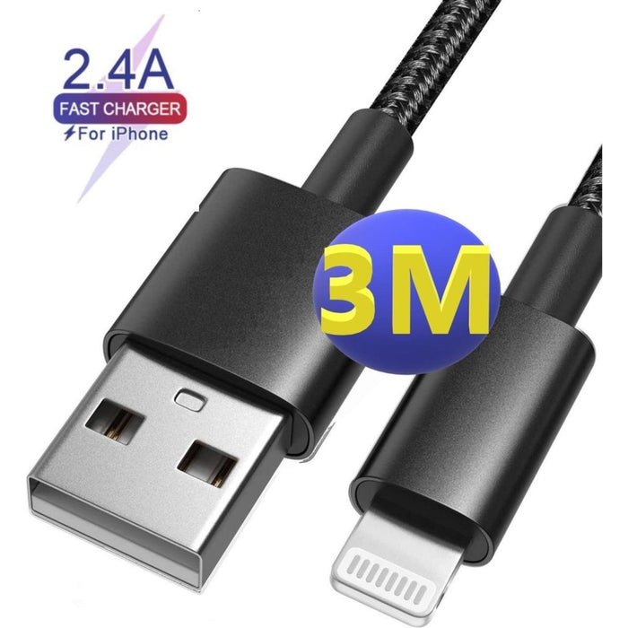 iPhone oplader kabel | 3M | Nylon | Geschikt voor Apple iPhone 6,7,8,X,XS,XR,11,12,Mini,Pro Max- iPhone kabel - iPhone oplaadkabel - iPhone snoertje - iPhone lader