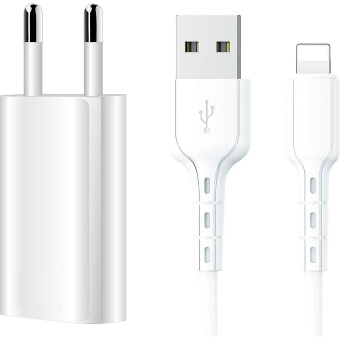 iPhone Oplader Kabel - iPhone Kabel - iPhone Oplaadstekker met Kabel - iPhone Adapter - USB Stekker - iPhone stekker - Oplader iPhone - Inclusief USB naar Apple Lightning Kabel - Wit - Geschikt voor Apple iPhone 5/6/7/8/SE/X/XR/XS/11/12