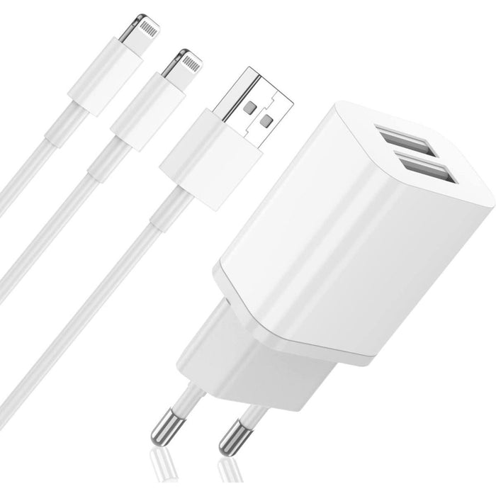 iPhone Oplader met 2x Lightning Kabel - 1 Meter - 2.1A Snellader - Voor Apple iPhone en Apple iPad - Apple Oplader - Apple Kabel