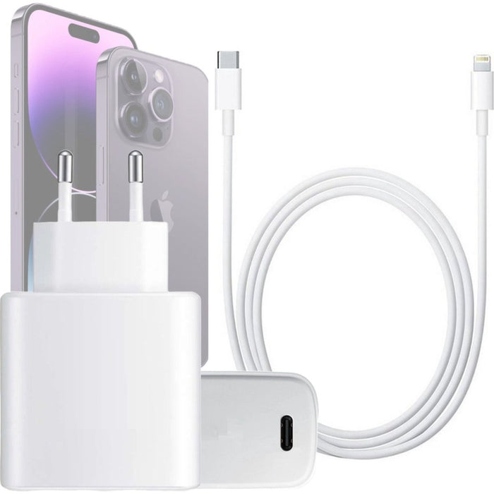 iPhone Power Adapter 45W + USB C naar Lightning Kabel 2 Meter - Extra Sterk - Snellader - Power Delivery 3.0 - USB C Adapter voor Apple iPhone 14 modellen