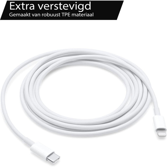 iPhone Power Adapter 45W + USB C naar Lightning Kabel 2 Meter - Extra Sterk - Snellader - Power Delivery 3.0 - USB C Adapter voor Apple iPhone 14 modellen