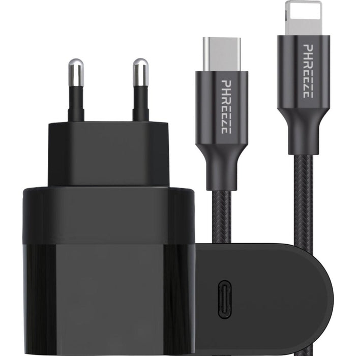 iPhone Snellader incl. 3 meter Lightning USB C Kabel - Apple Oplader USB-C voor o.a. iPhone 13 & iPhone 12 - Zwart