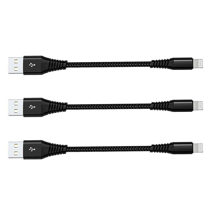 Korte 30CM USB naar Lightning Kabel voor iPhone en iPad - 2.4A Snellader - Apple Carplay - 3 Stuks - Opladerkabel voor iPad en iPhone