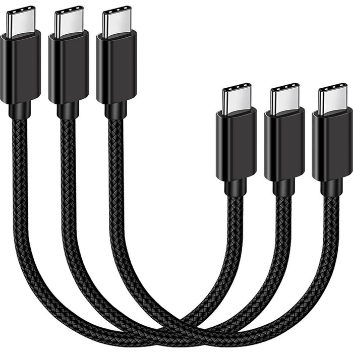 Korte USB-C Kabel - 60W - Super Fast Charge - 3 Pack - Geschikt voor Samsung, OnePlus, Xiaomi, HTC, Oppo en Huawei