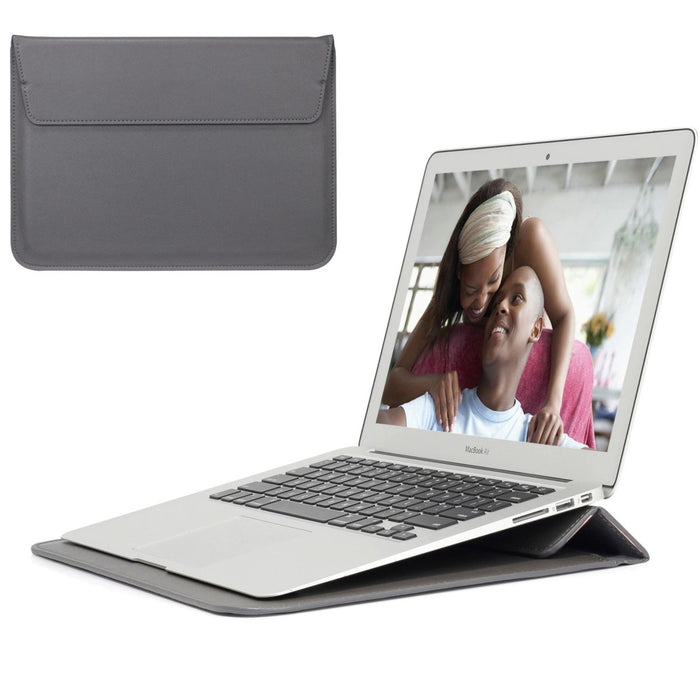 Laptoptas 13 inch - Vegan Leer - Laptoptas met Standaard en Opbergvak - Laptopstandaard en Sleeve voor Laptops van 13 tot 14 inch voor o.a Microsoft Surface Laptop Go/Pro/Chromebook