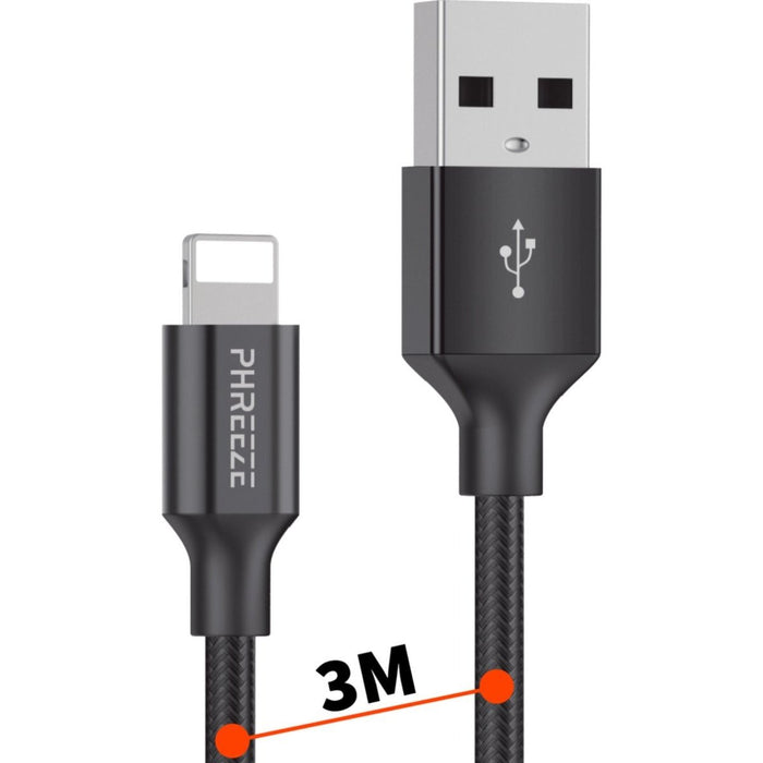 Lightning USB Kabel 3 Meter - iPhone Kabel - iPad Lader - Fast Charge - Nylon Gevlochten - Extra Sterk - iPhone Oplader - Lightning naar USB - iPhone Oplader Kabel - Geschikt voor Apple CarPlay, iPhone, iPad, iPod