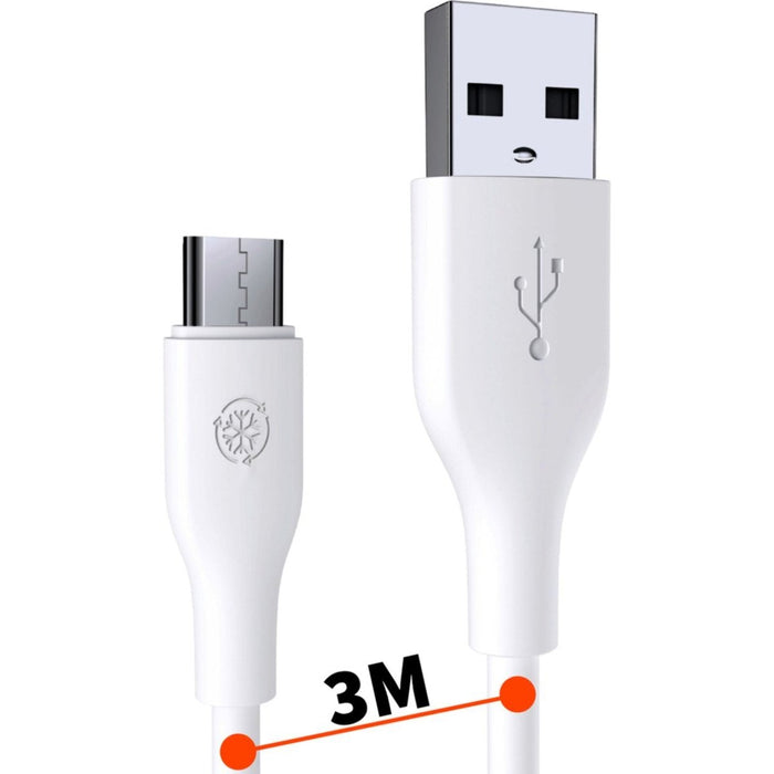 Micro USB kabel | USB A naar Micro USB | TPE Milieuvriendelijk | Quick en Fast Charge | 2.4A Snellaadkabel | 3 meter | Phreeze