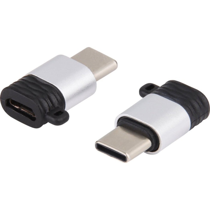 Micro-USB naar USB-C Adapter - Aluminium Design - Micro USB B (Female) naar USB C (Male) Phreeze™ Converter - Ondersteunt 2.4A snelladen en 480 Mbps data overdracht - Met Sleutelhanger - Zilver