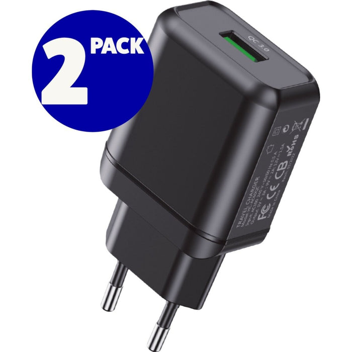 Oplader voor Samsung met Quick Charge Snellader - 2 stuks - Zwart