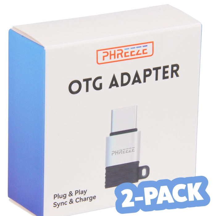 Phreeze™ Converter Micro-USB naar USB-C Adapter, 2-Pack - Universeel - Aluminium - Sleutelhanger