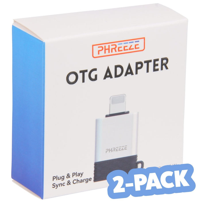 Phreeze™ Converter USB 3.0 A naar Apple Lightning Adapter, 2-Pack - Universeel - Aluminium - Sleutelhanger