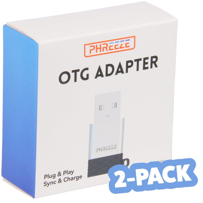 Phreeze™ Converter USB-C naar USB-A Adapter, 2-Pack - Universeel - Aluminium - Sleutelhanger
