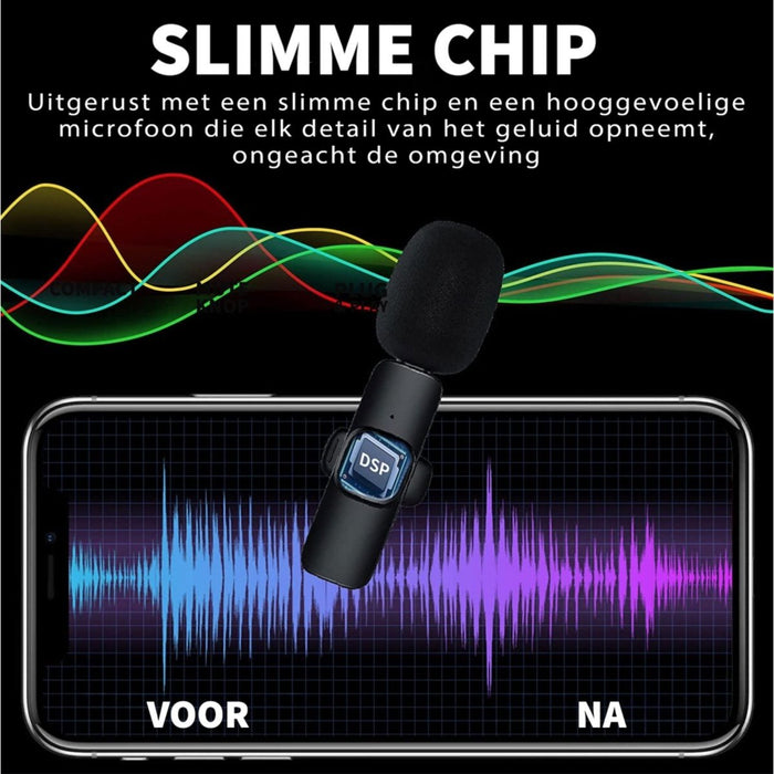 Phreeze Draadloze Microfoon voor Apple - Apple Lightning Connector - Mini Microfoon - Dasspeld - Geschikt voor iPhone 14/13/12/11/X/8/SE en iPad 2017 t/m 2022 - Audio & Video - Phreeze