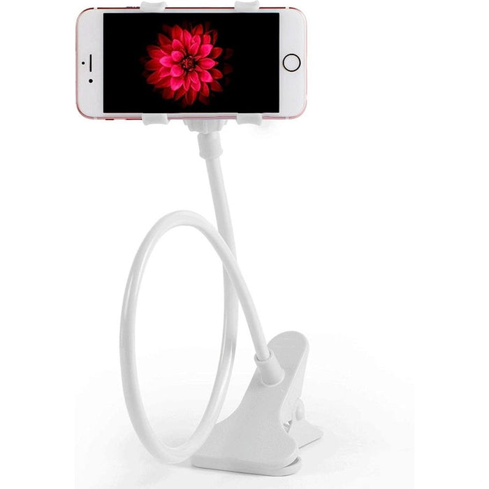 Phreeze Flexibele Telefoonhouder met Arm en Klem - Telefoonstandaard Voor Bureau - Krachtige Klemmen - Wit - Gadgets - Phreeze