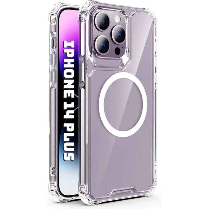 Phreeze iPhone 14 Plus Hoesje met MagSafe - Military Grade - Crystal Clear Edition - Bumper Siliconen TPU Cover - Achterkantje - Hoes iPhone 14 Plus
