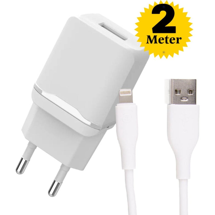 Phreeze iPhone Snellader + Oplader 2 Meter - USB Lightning - Gecertificeerd - Geschikt voor iPhone 13, 12, 11, Pro Max, XS, XR, X, 8, 7 en iPad