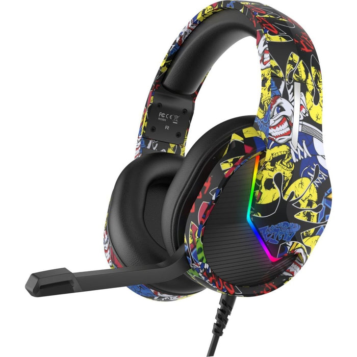 Phreeze™ Pro Game Headset met Microfoon - Graffiti - Koptelefoon met Draad - RGB Gaming Headset voor PC, PS4, PS5, Nintendo Switch - Hoofdtelefoon Kawaii