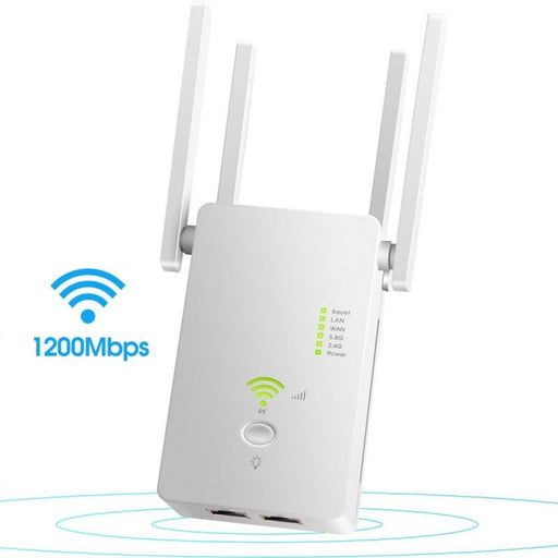 Phreeze Super WiFi Repeater - 1200 Mbps - WPS Knop - Beste WiFi Versterker 2023 - WiFi Extender - WiFi Booster - Geschikt voor 2.4 Ghz en 5.0 Ghz - Geschikt voor KPN, TP Link, Experia, Fritz, Zyxel, Devolo - Gadgets - Phreeze